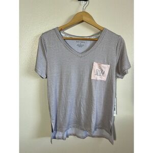 Rae Dunn Women's Pajama Top Pink and‎ Gray Stripe Size Medium